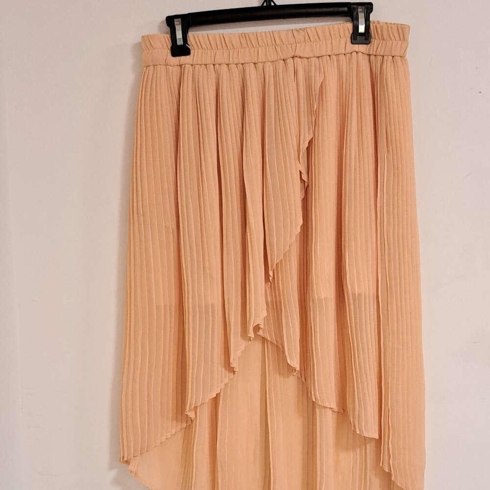 Kimchi Blue Peach Pleated Asymmetrical Cut Hem Skirt Misses Size Large